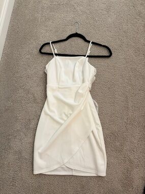 Crystal Doll White Mini Wrap Dress with Side Bow